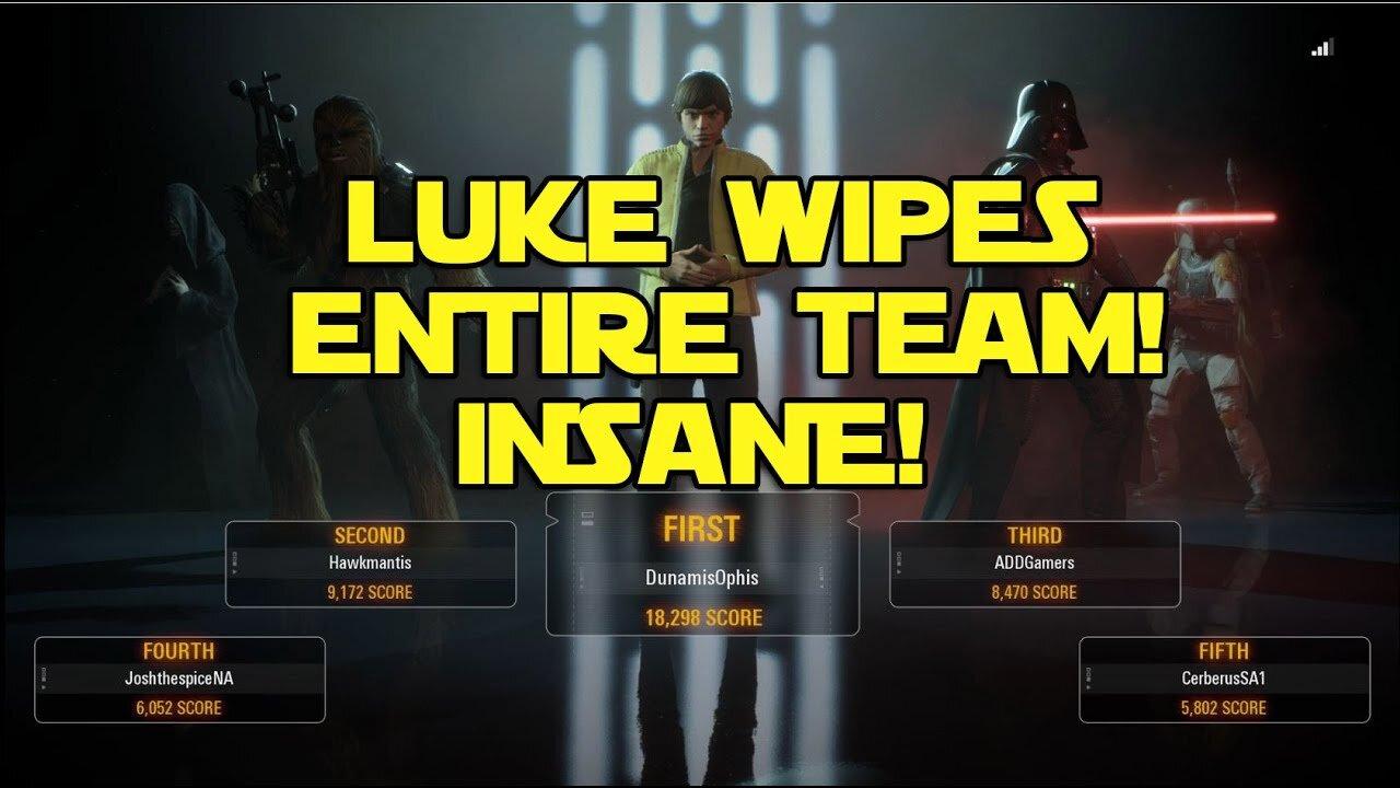 Star Wars Battlefront II LUKE WIPES ENTIRE TEAM! Heroes vs Villains  18298 Score and 24 Eliminations