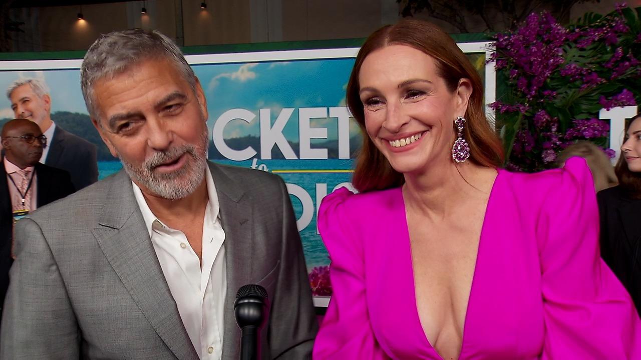 Ticket To Paradise Stars George Clooney and Julia Roberts LA Premiere Interview