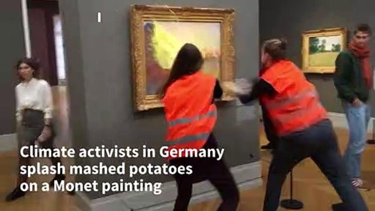 Climate activists throw mashed potatoes on $111 million Monet painting