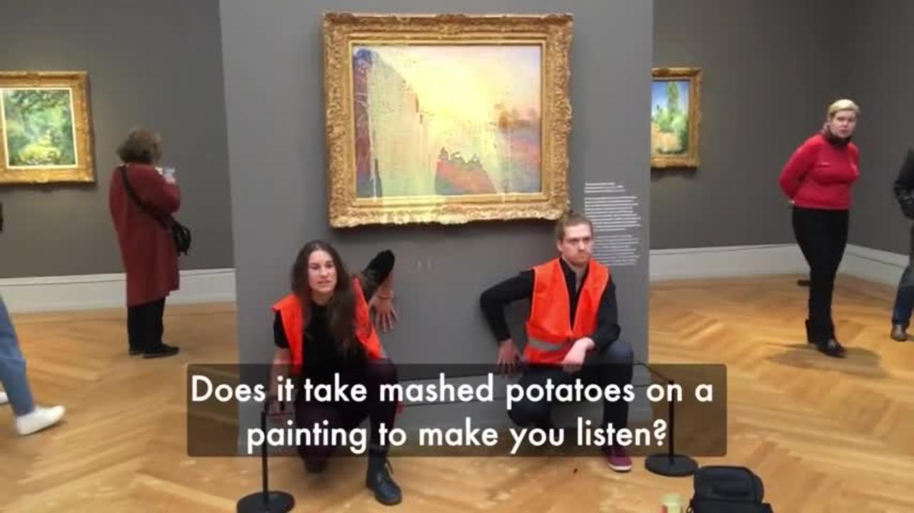 Climate activists throw ‘mashed potato’ over Monet painting in German museum