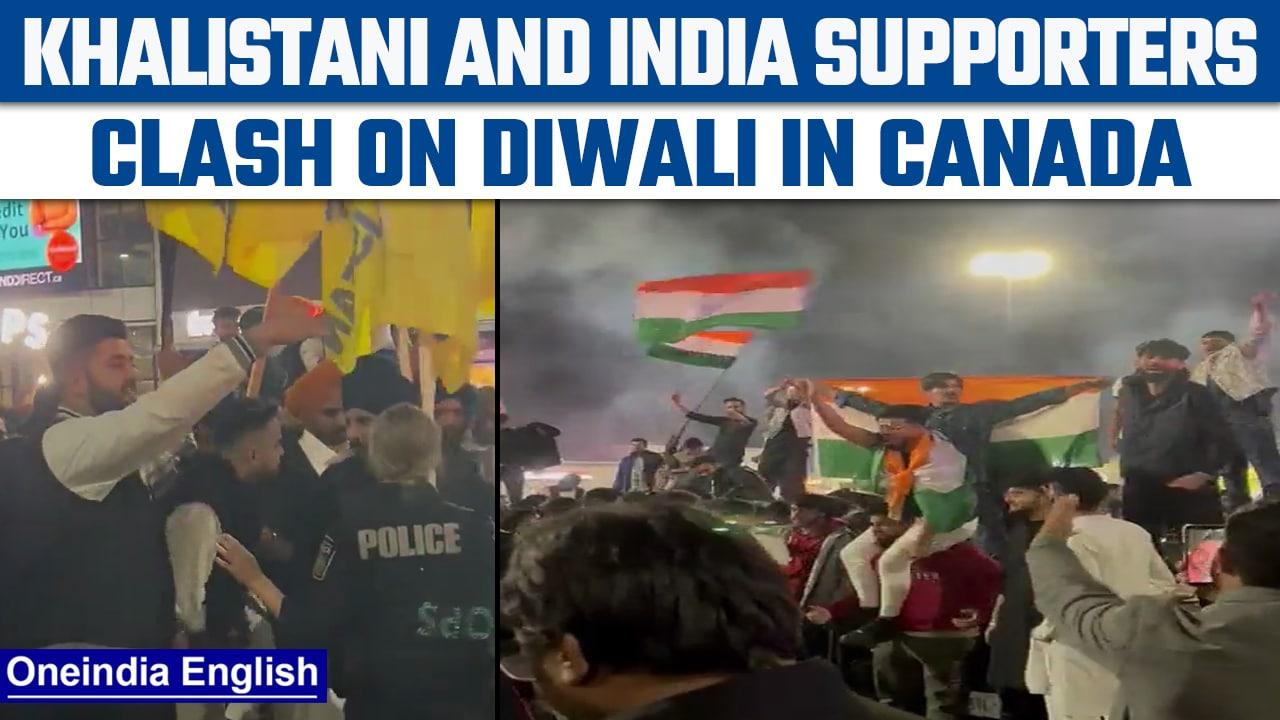 Indian and Khalistani supporter clash in Canada on Diwali, video goes viral | Oneindia News *News