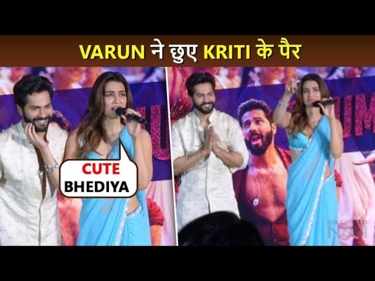 Varun Touches Kriti Sanon's Feet On Stage, Actress Calls Him 'CUTE Bhediya'Thumkeshwari Song Launch