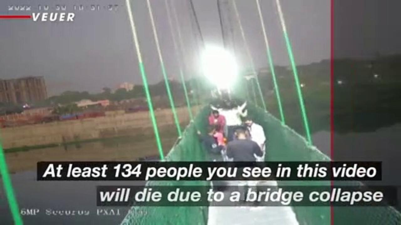 Shocking CCTV Footage Shows Moment of India Bridge Collapse