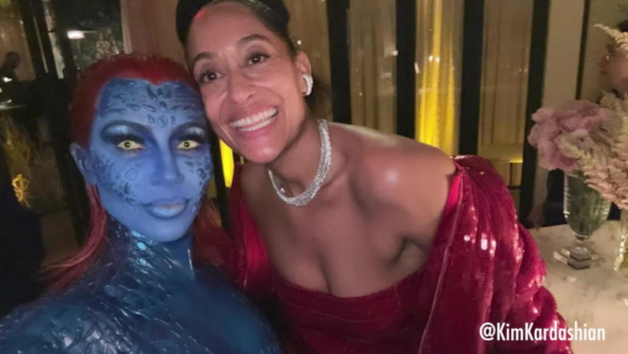 Kim Kardashian Morphs Into ‘X-men’s Mystique And Mistakenly Showed Up To Tracee Ellis Ross’ Birthday Dinner In Full Hallow