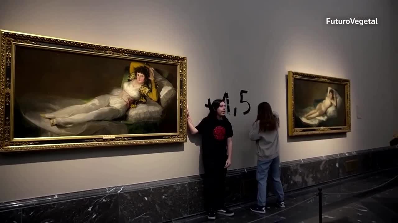 Climate activists glue themselves to Goya paintings