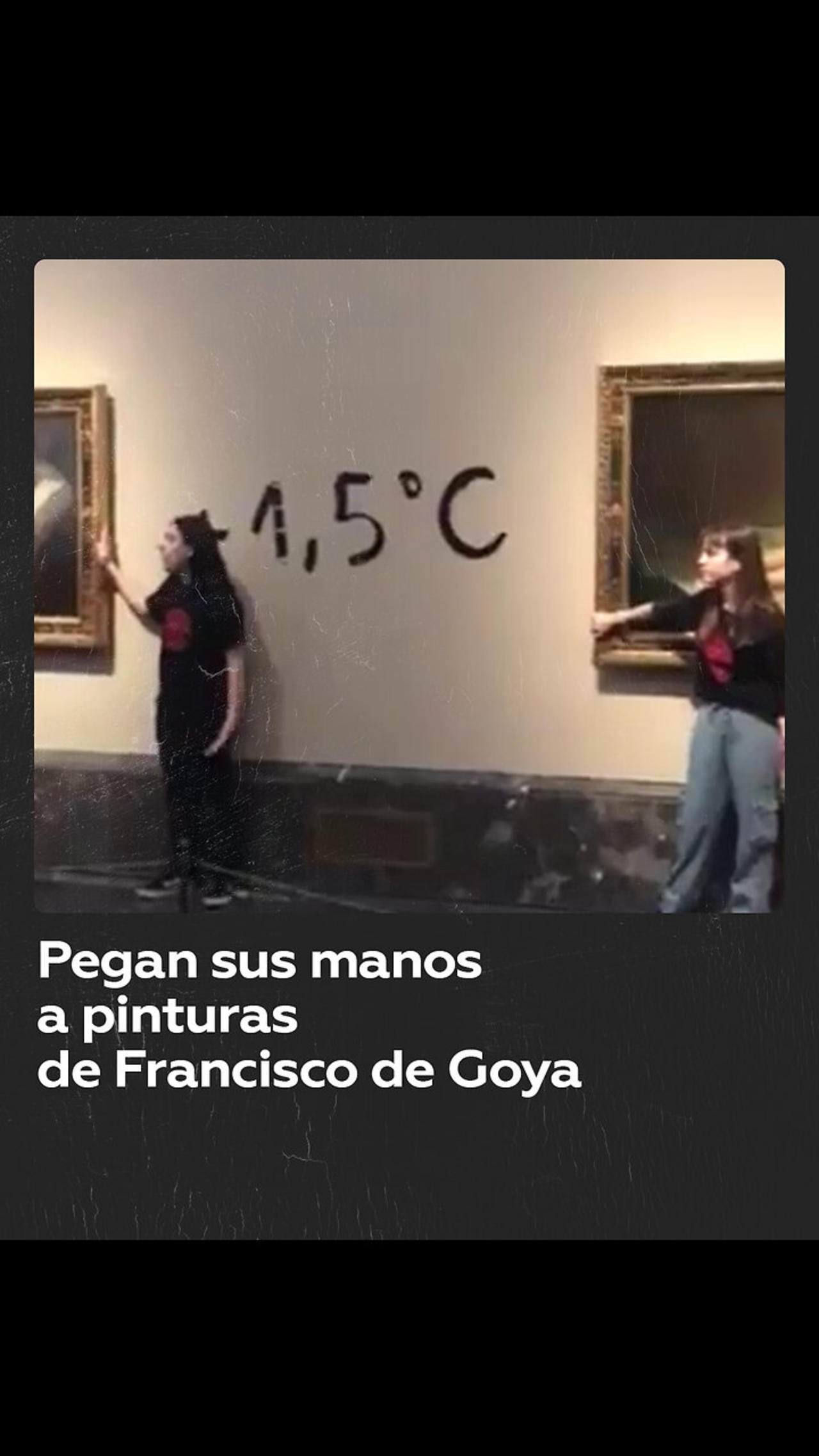 Activistas medioambientales se pegan a una obra de arte en el Museo del Prado de Madrid
