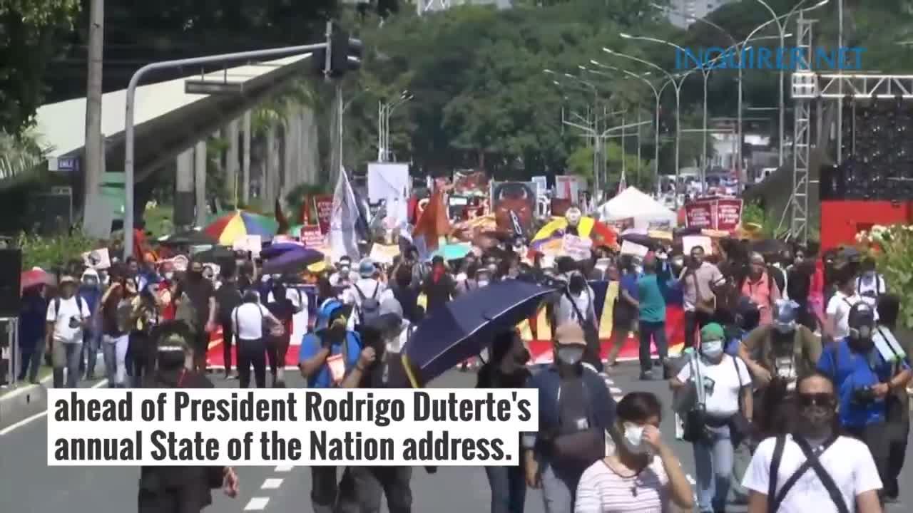 SONA 2020: Crowds gather for anti-Duterte rally in Manila