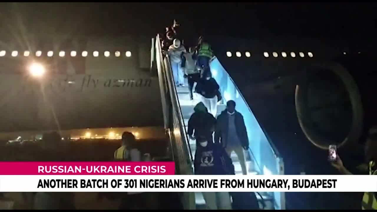 (LATEST NEWS) 301 Nigerians Arrive From Budapest, Hungary in Latest Evacuation by FG