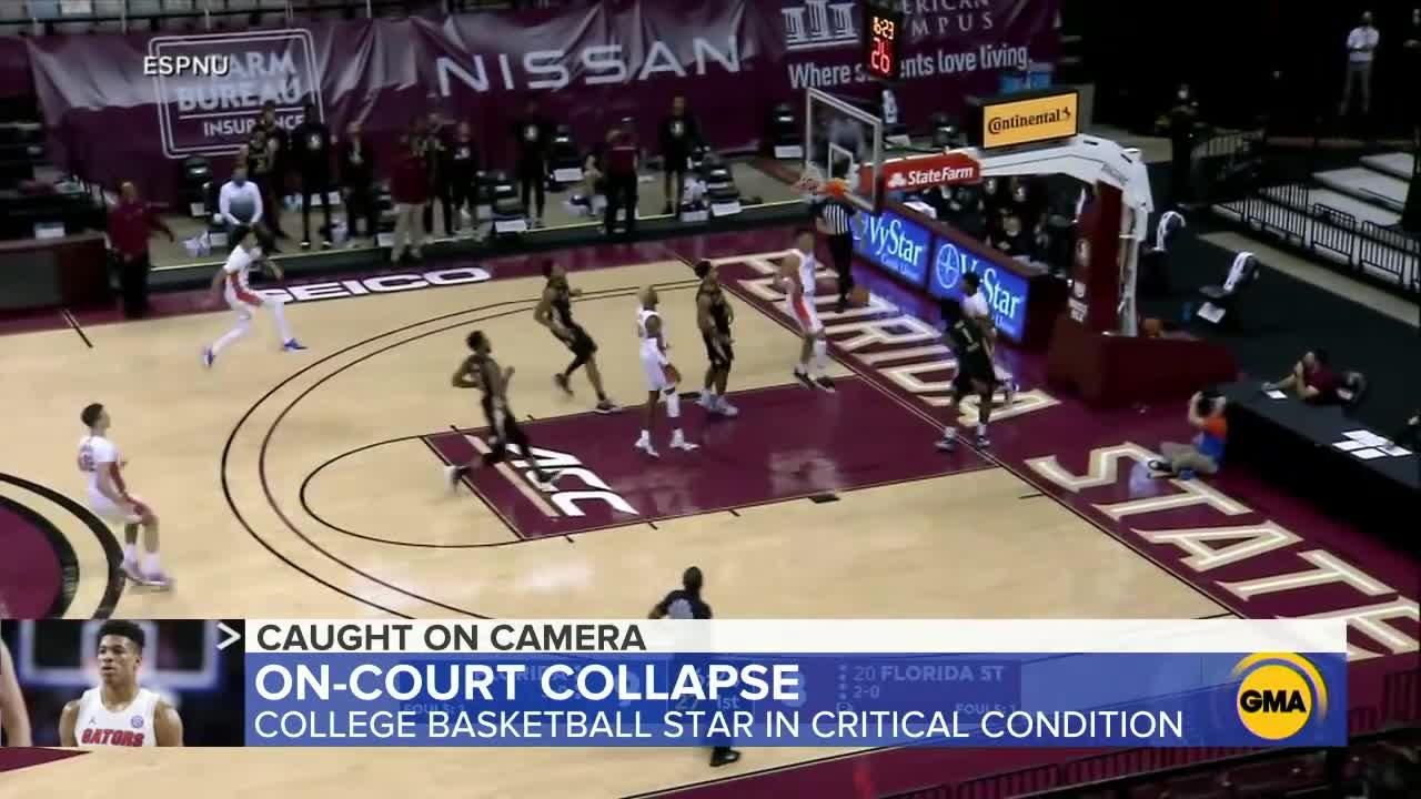 College basketball player collapses on court l GMA