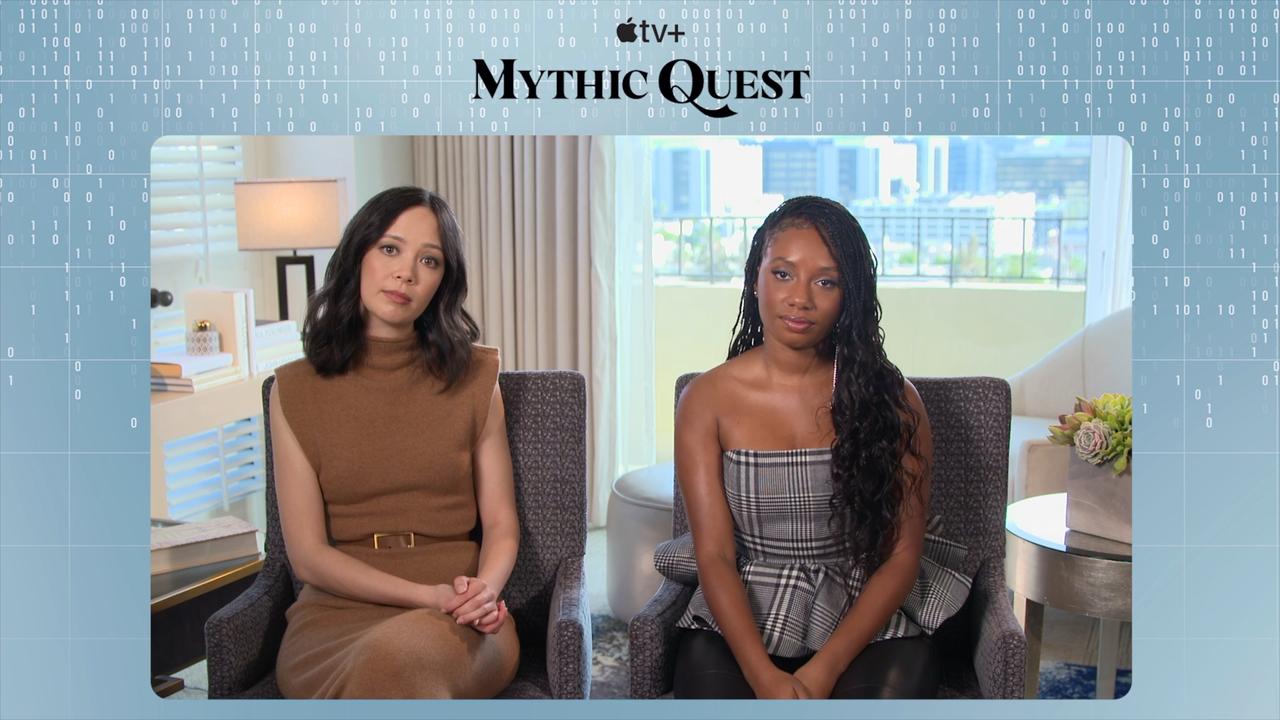 Charlotte Nicdao, Imani Hakim, Danny Pudi and Naomi Ekperigin, on Apple TV + MYTHIC QUEST Season 3