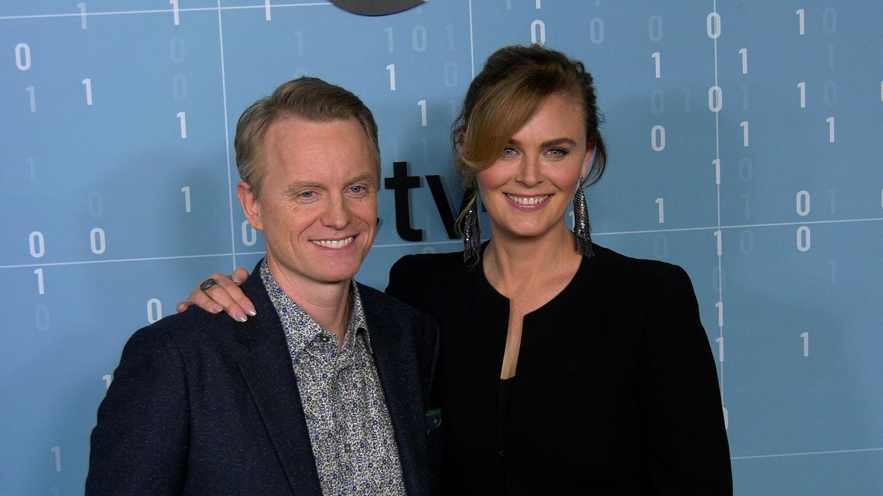 David Hornsby and Emily Deschanel attend Apple TV+'s 'Mythic Quest' season 3 premiere in Los Angeles
