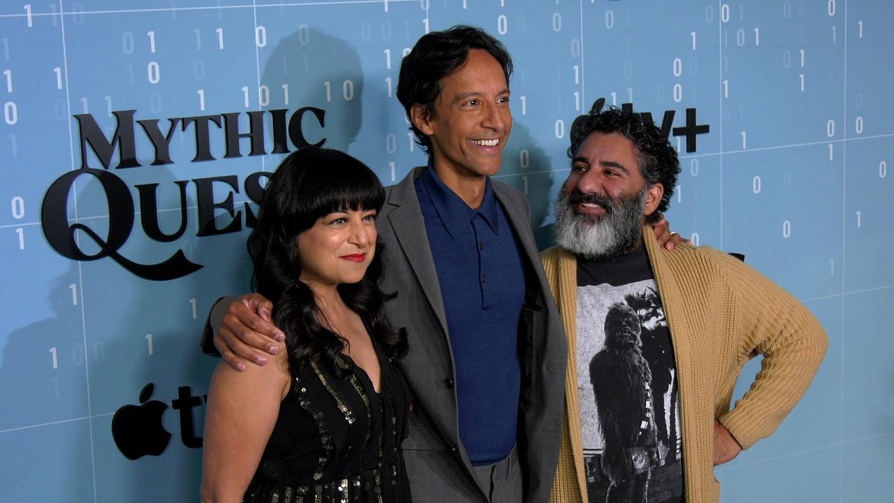 Sonal Shah, Danny Pudi, Parvesh Cheena attend Apple TV+'s 'Mythic Quest' season 3 premiere in Los Angeles