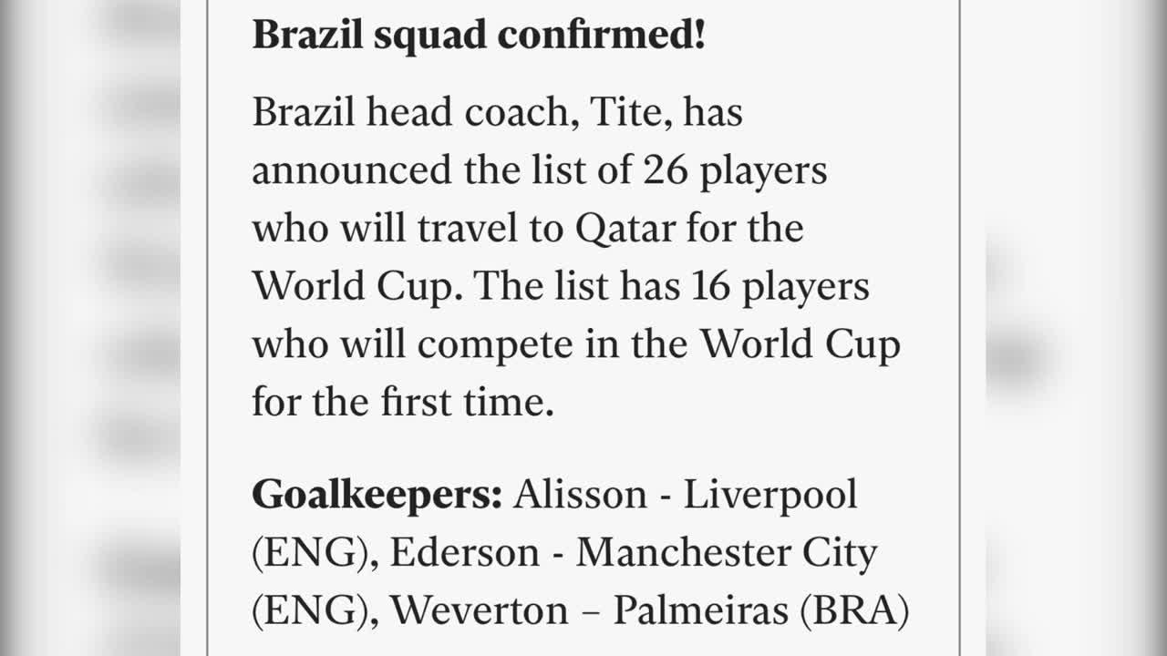 Brazil FIFA World Cup Qatar Squad Confirmed Anthony Martinelli Neymar In Firmino Misses Out News