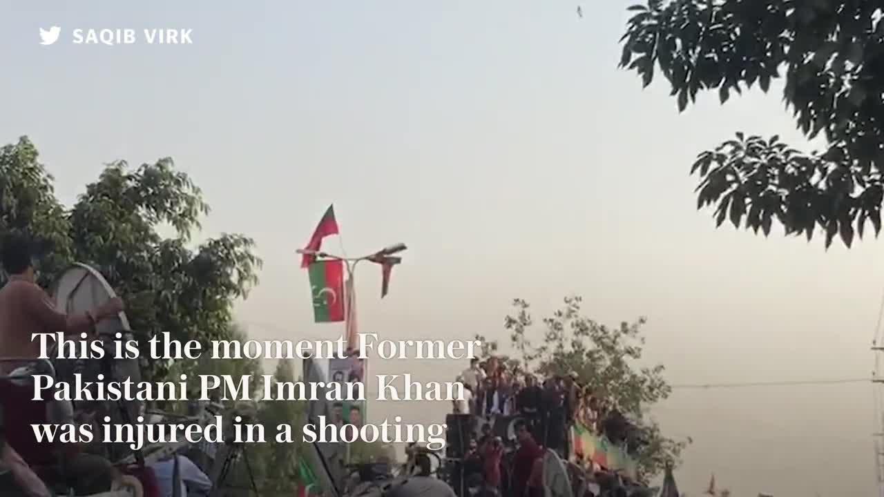 Moment Imran Khan is shot in 'assassination attempt' during Pakistan march