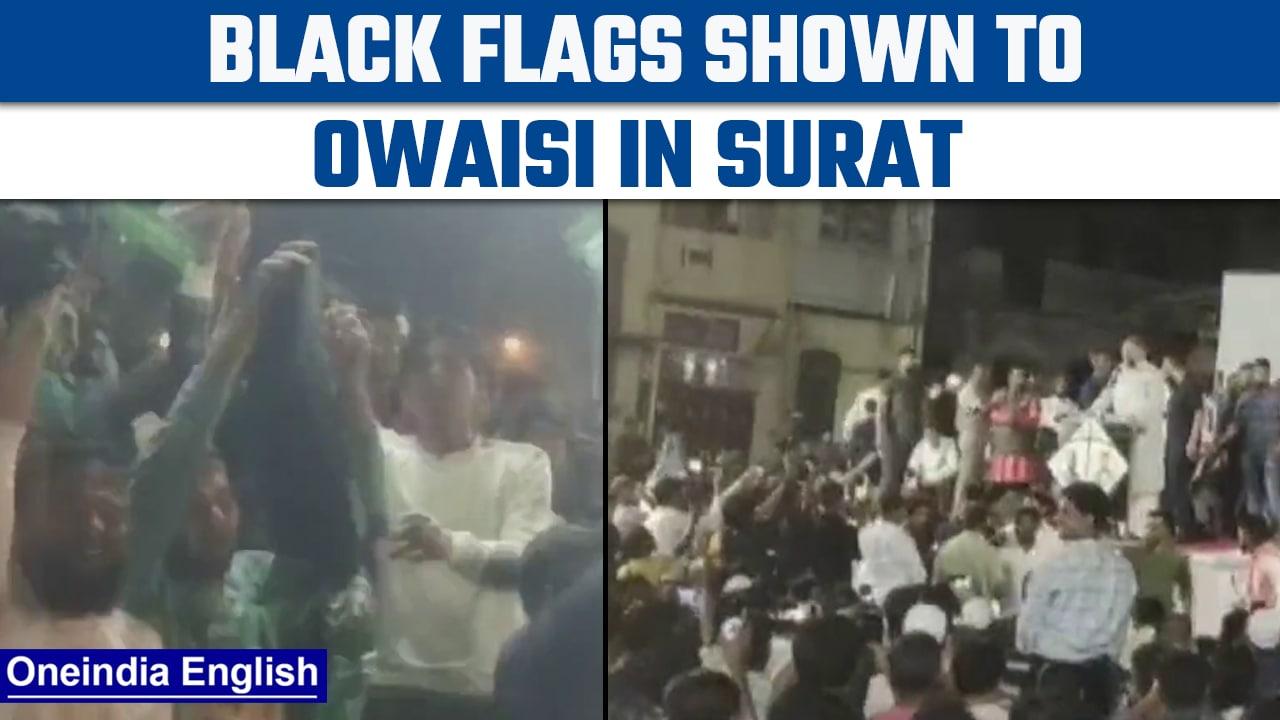 Gujarat Polls 2022: AIMIM leader Asaduddin Owaisi shown black flags | Oneindia News *Elections