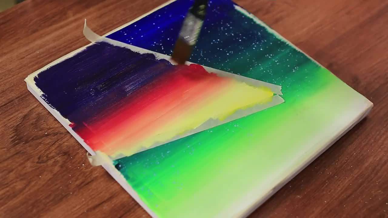 Spaceman Looking for Earth｜Acrylic Painting on Canvas Step by Step #367｜Satisfying Masking Tape ASMR