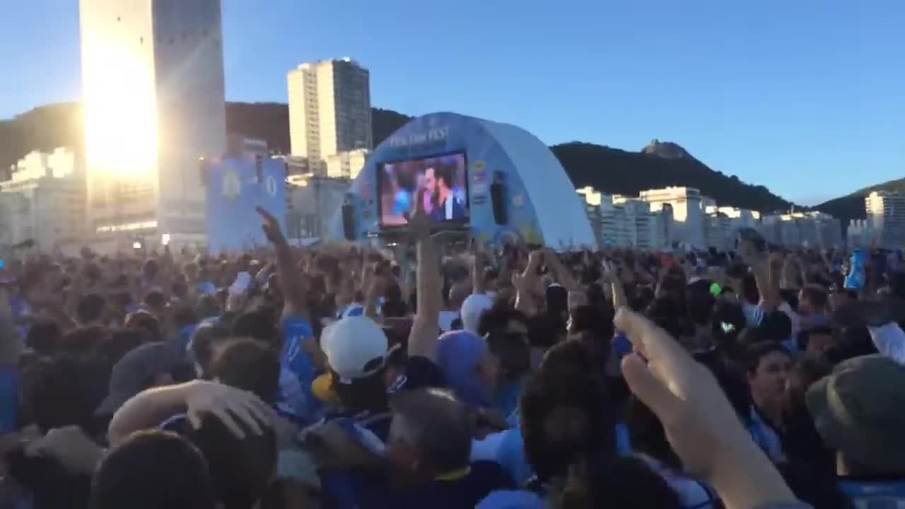 Argentina fans celebrate Higuian disallowed goal in World Cup Final