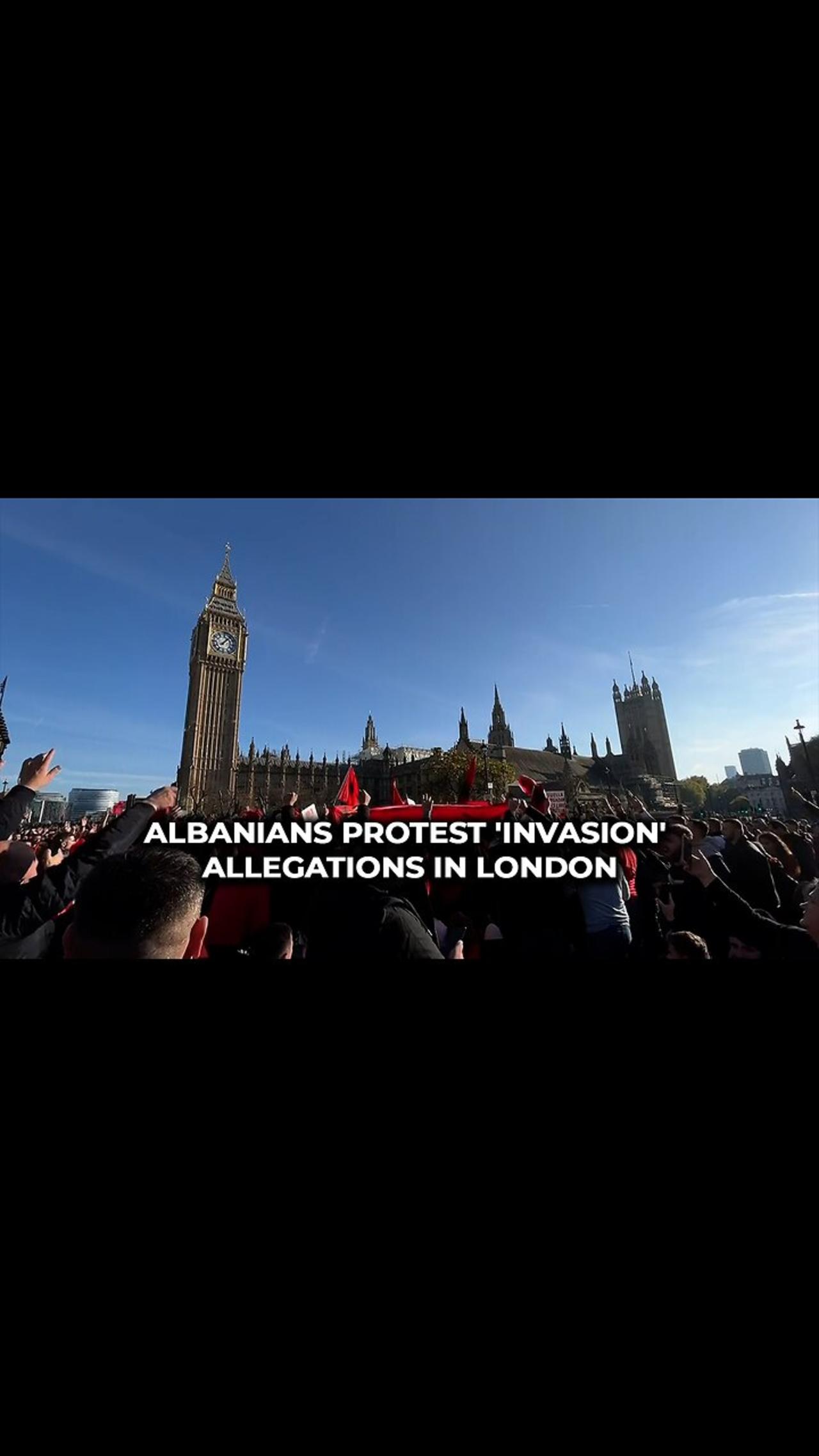 Albanians protest 'invasion' allegations in London