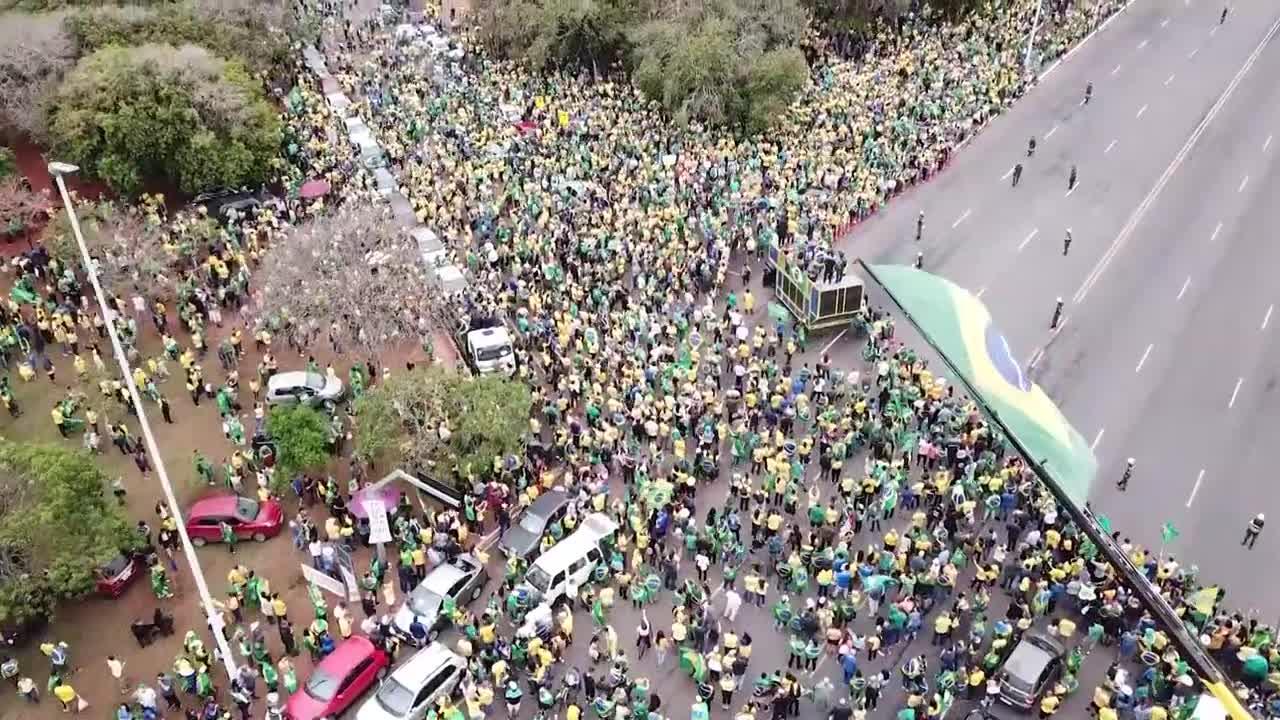 Hundreds of pro-Bolsonaro protesters call for military intervention in Brazil's capital