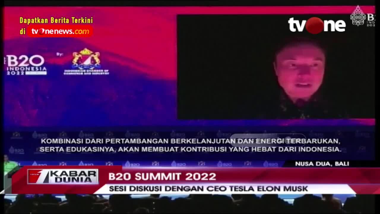 Elon Musk spoke at B20, summit 2022, world news TV One
