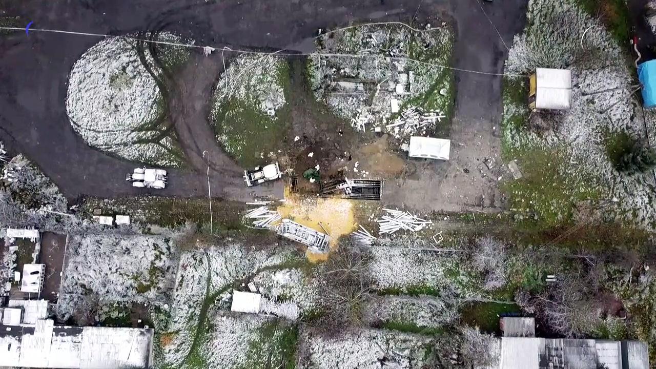 Aerial images show site of missile blast in Poland