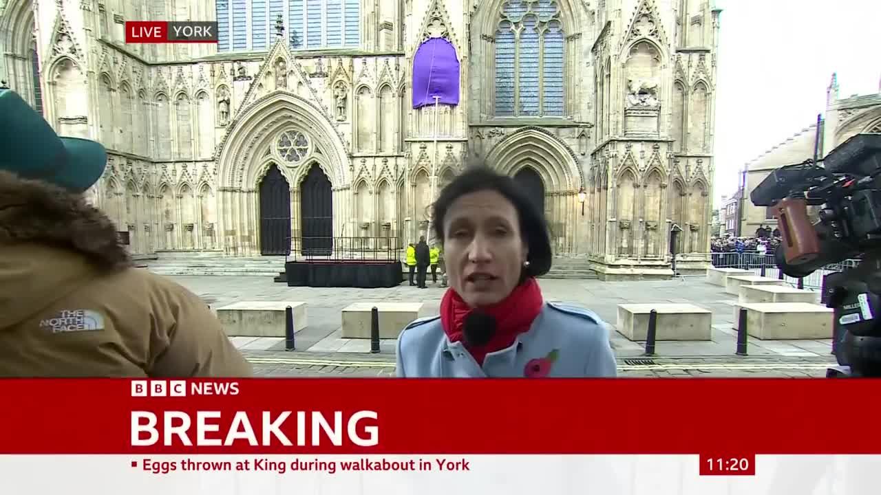 Eggs thrown at King Charles III in York - BBC News