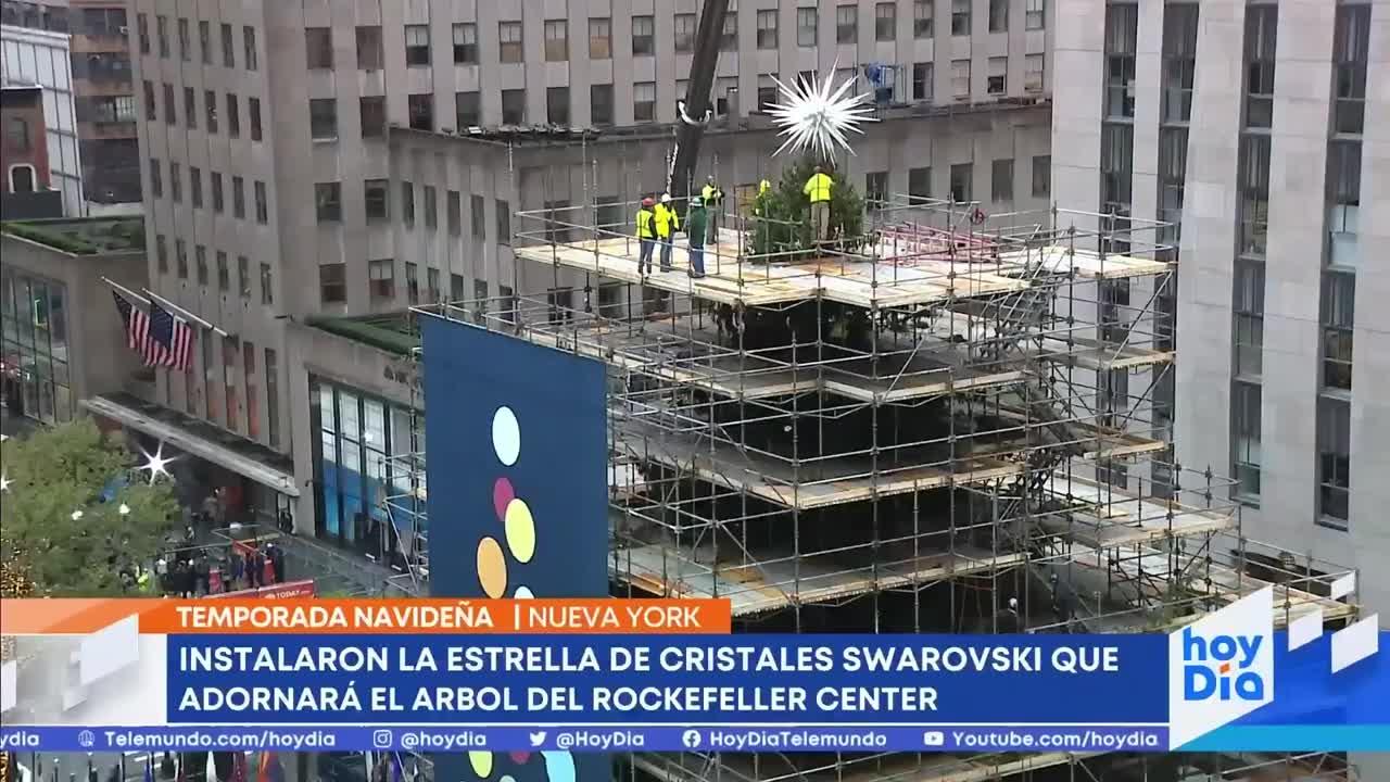 Instalan estrella Swarovski en árbol del Rockefeller Center | Noticias Telemundo