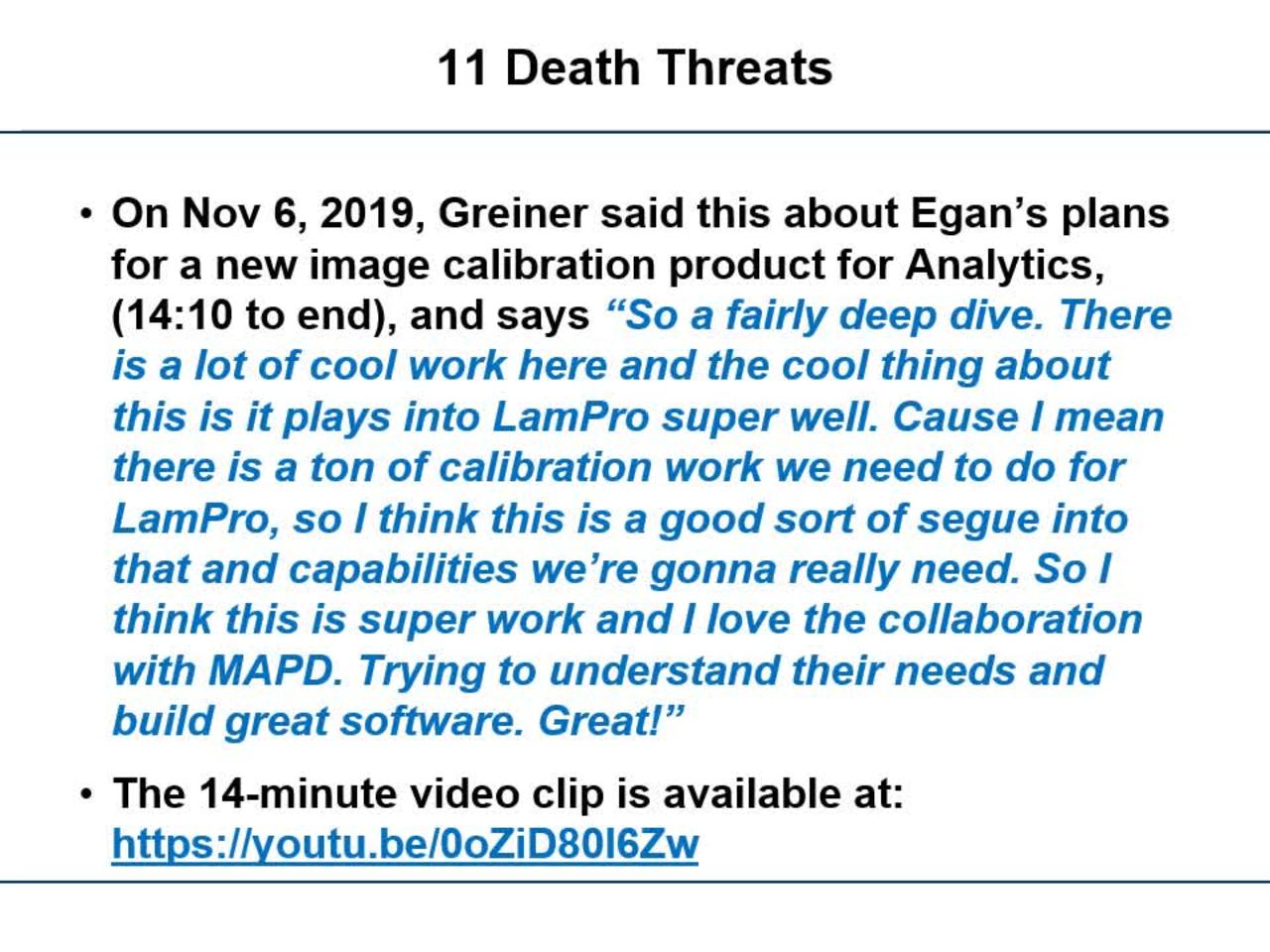 11 Death Threats from MIT, DOJ/FBI, and Lam Research to Dr. Egan