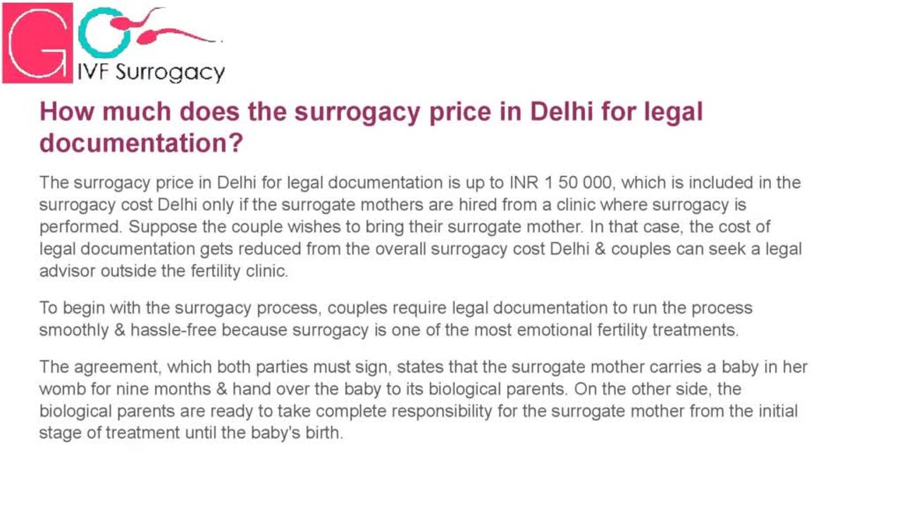 How much is the surrogacy cost in Delhi NCR to have a baby?
