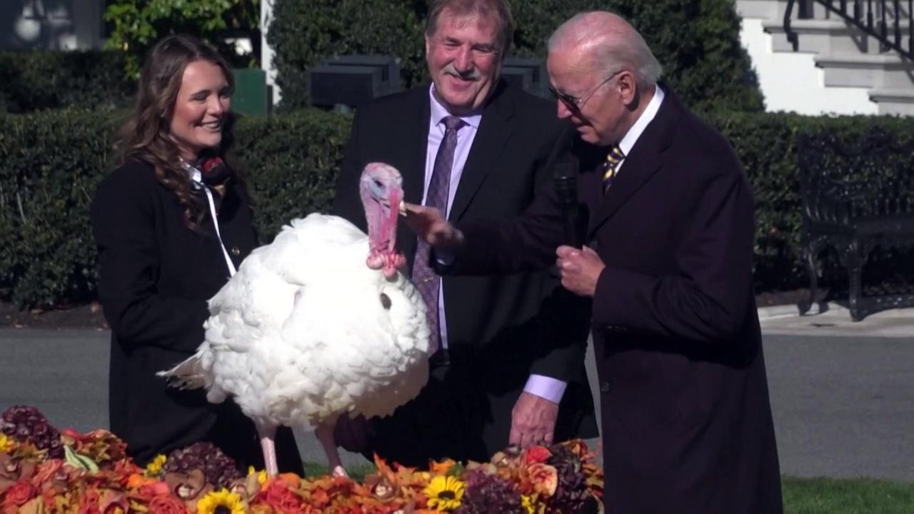 Joe Biden holds Thanksgiving 'turkey pardon' at the White House