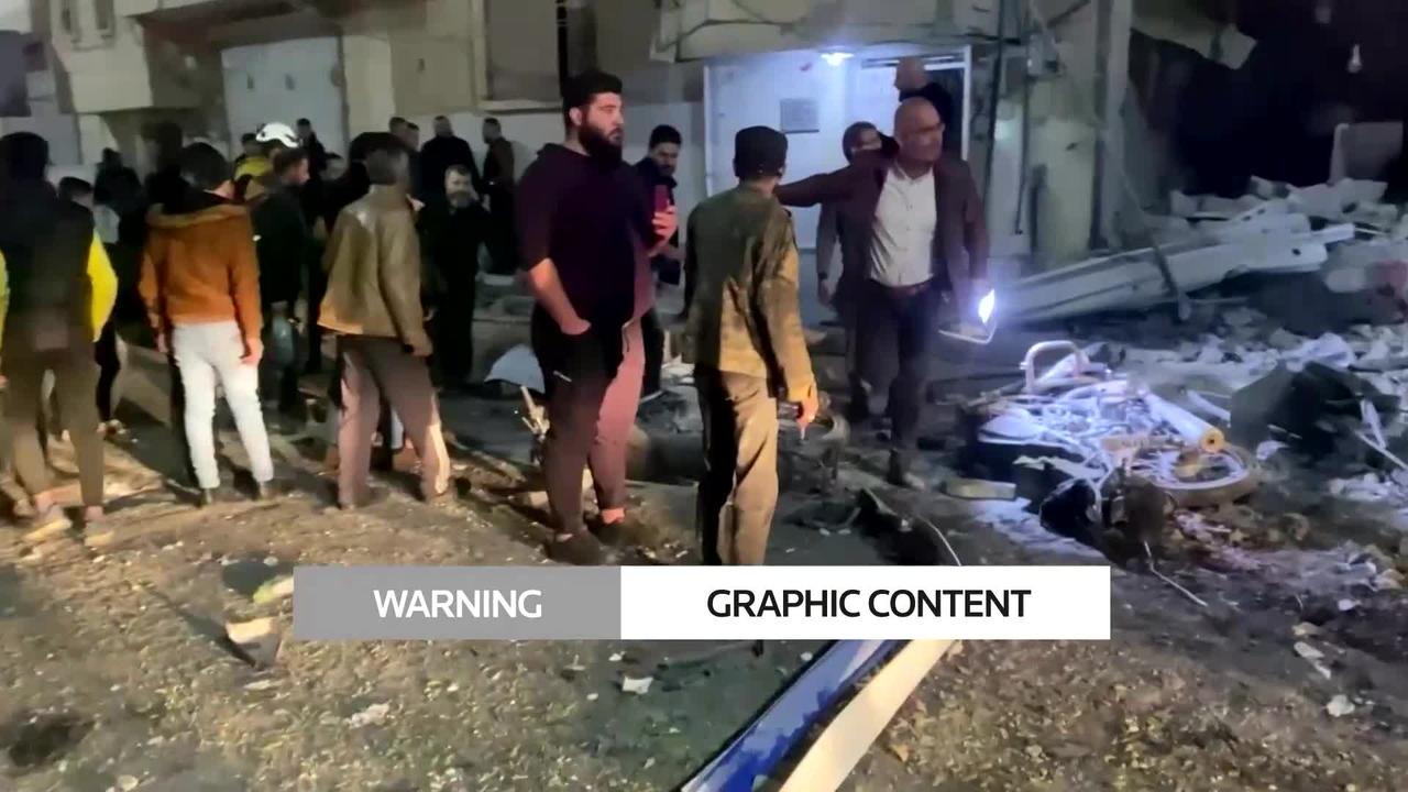 Video shows aftermath of rocket attack in Syria