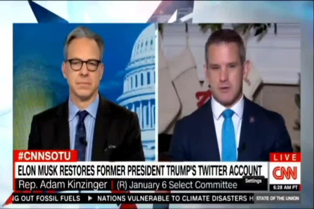 Adam Kinzinger WHINES AND COMPLAINS that Trump was reinstated on Twitter