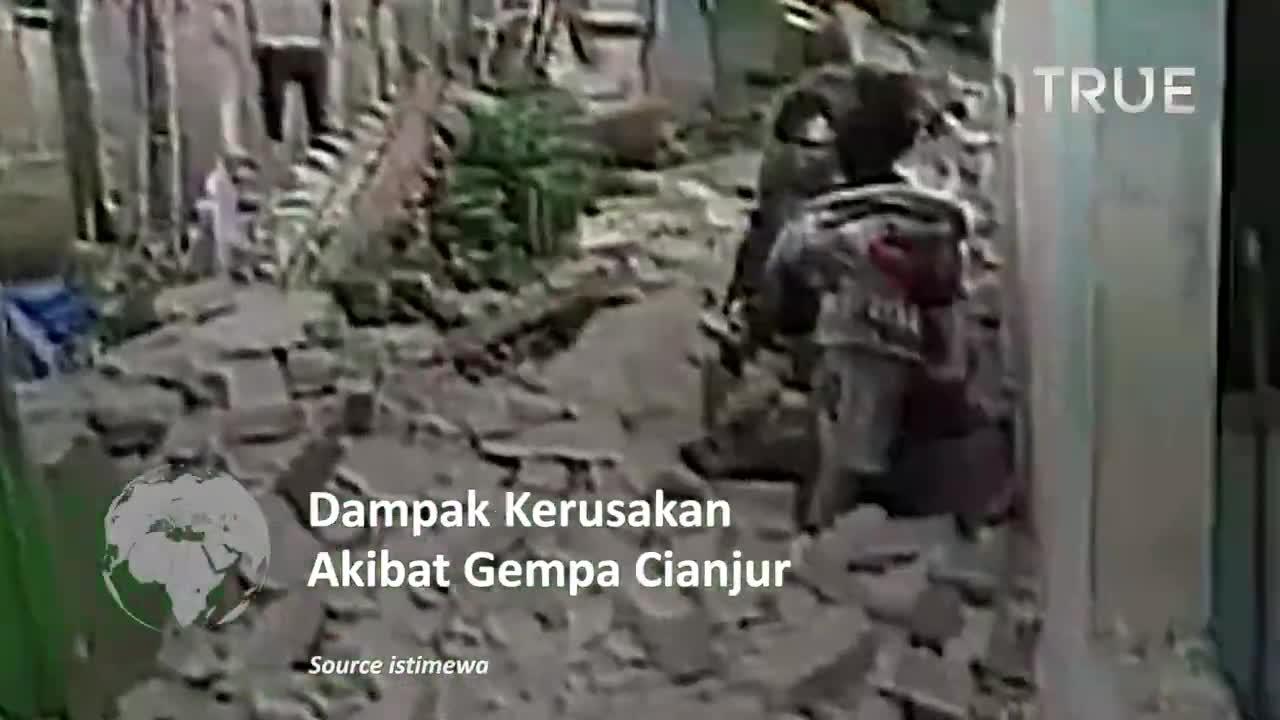 This is the effect of the Cianjur(Indonesia) earthquake, buildings and houses collapsed
