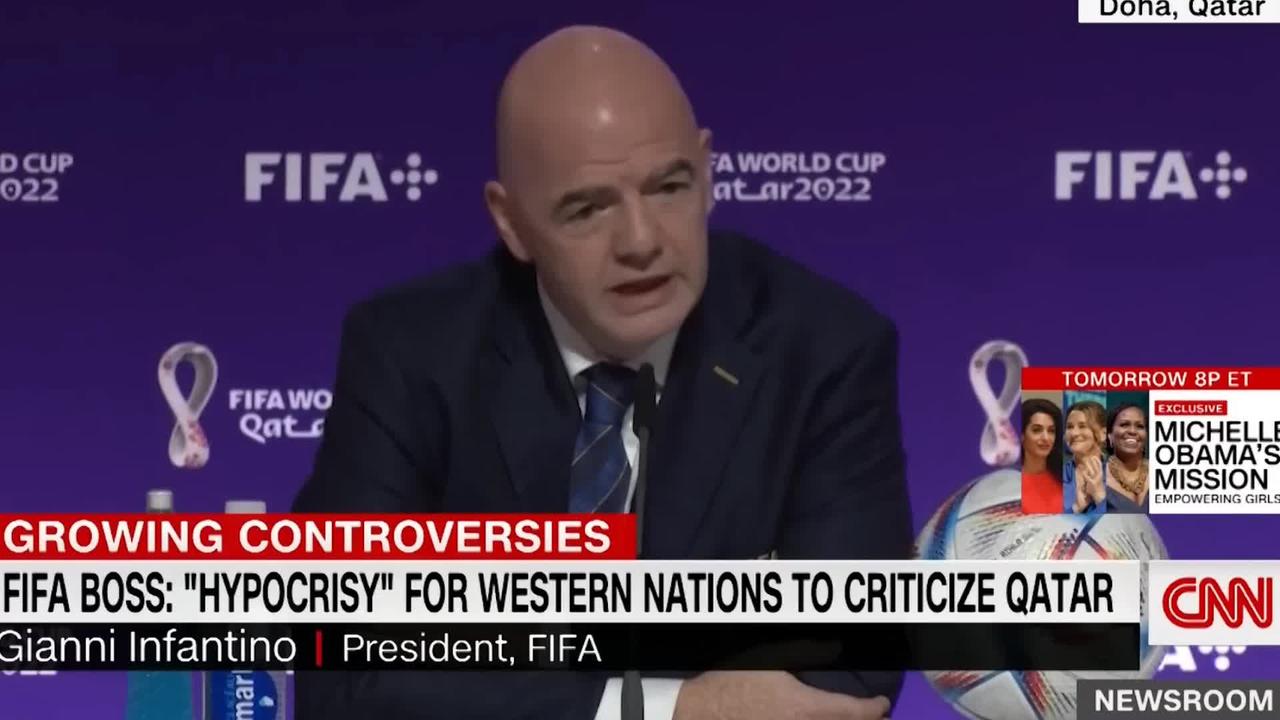 Before the World Cup, FIFA's president goes off on Qatar detractors.