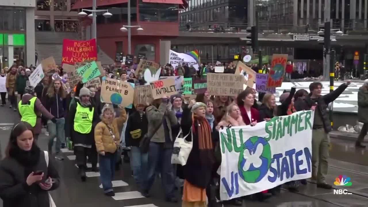 Greta Thunberg Joins Hundreds Of Climate Activists For March In Stockholm