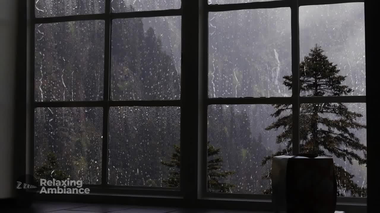 Rain with Thunder On Window Sounds for stress Relief