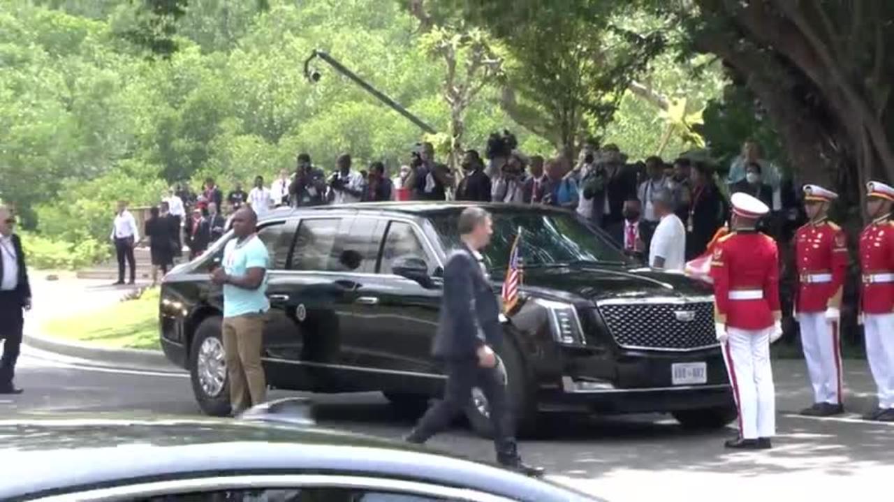 Moment of Arrival of USA President Joe Biden at Bali Grand Forest Park
