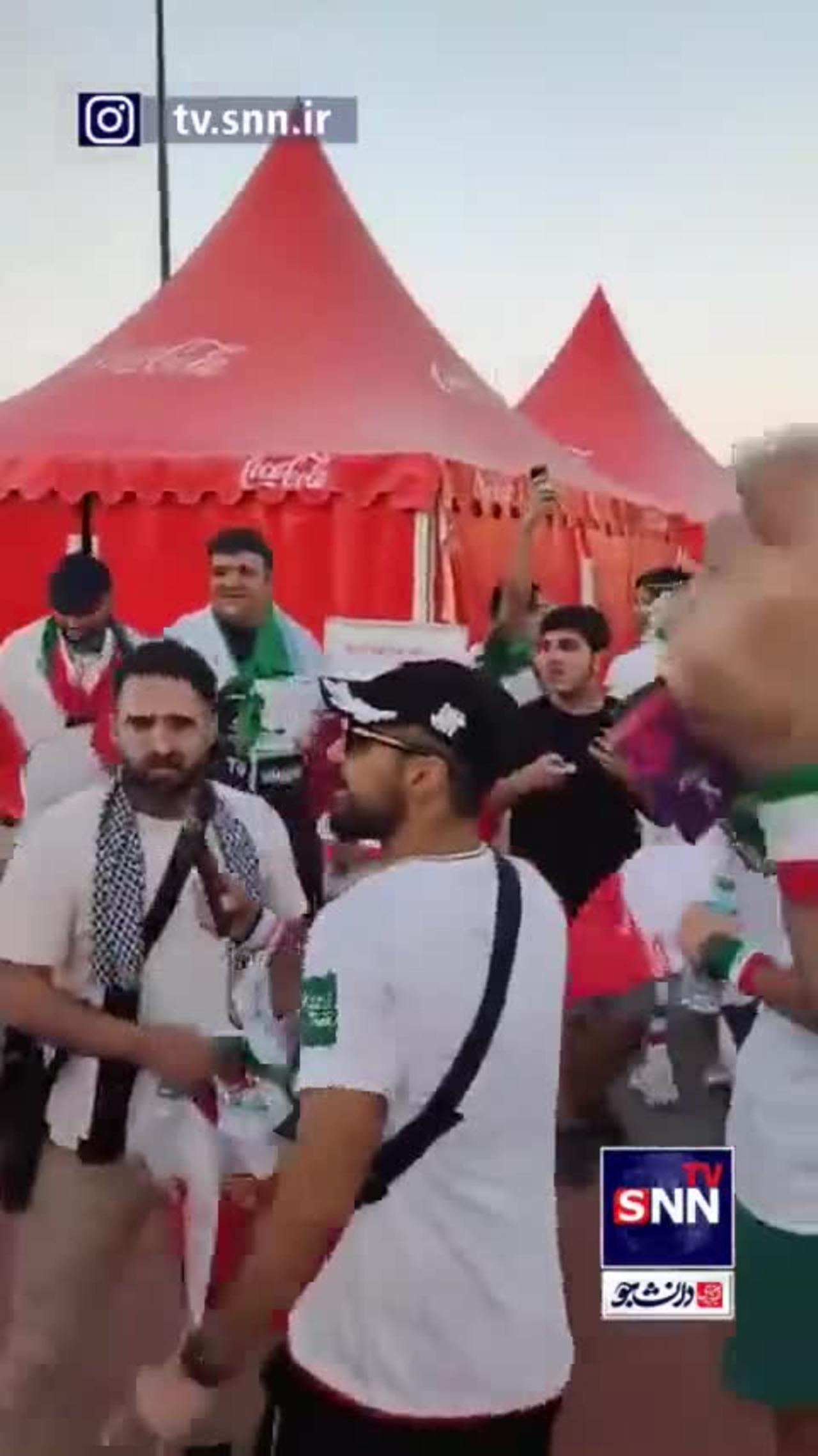 Iran fans shouting “Palestine” in front of an Israeli TV correspondent at FIFA World Cup 2022