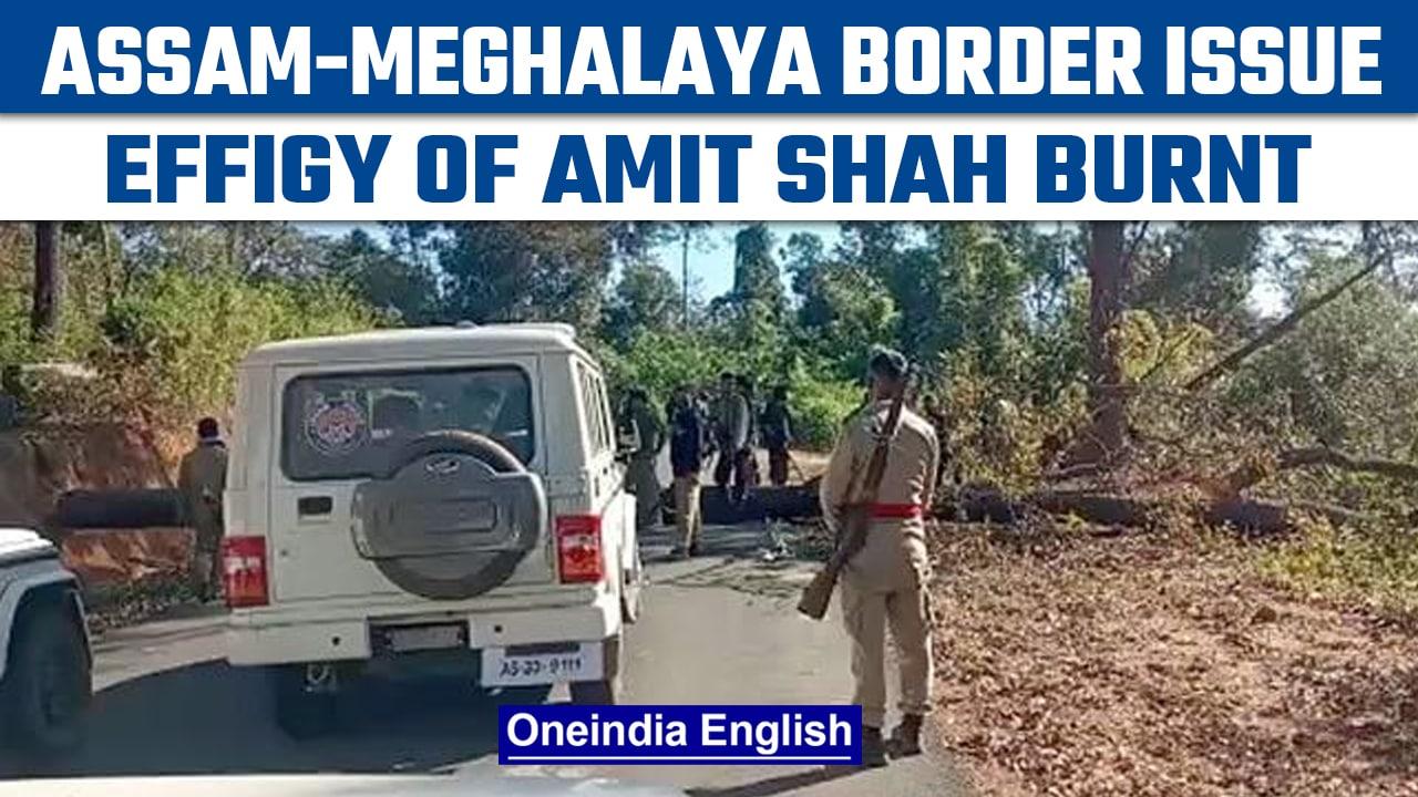 Assam-Meghalaya Border issue: Protesters burn effigies of Amit Shah and Sangma | Oneindia News *News