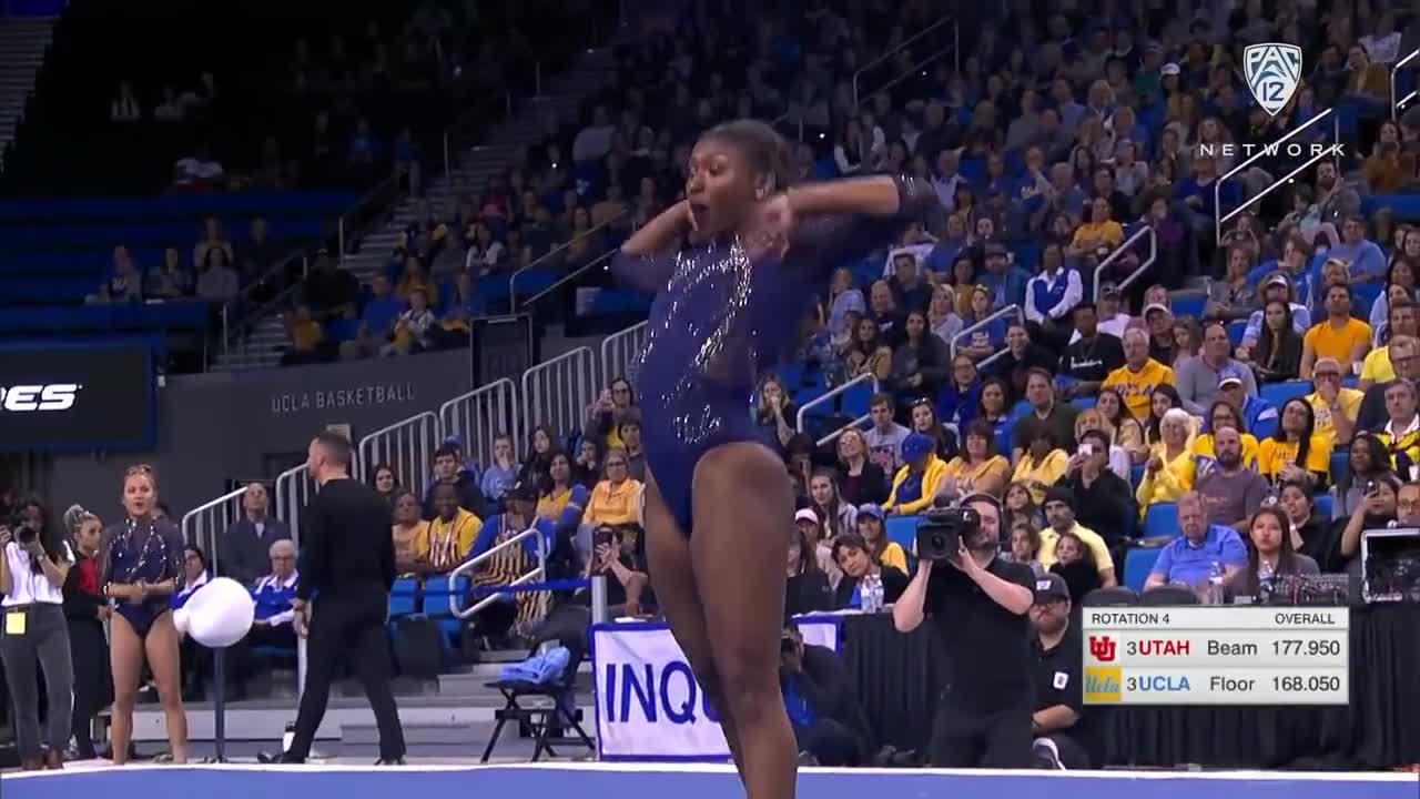 UCLA gymnast Nia Dennis' incredible floor exercise shows off her power and energy
