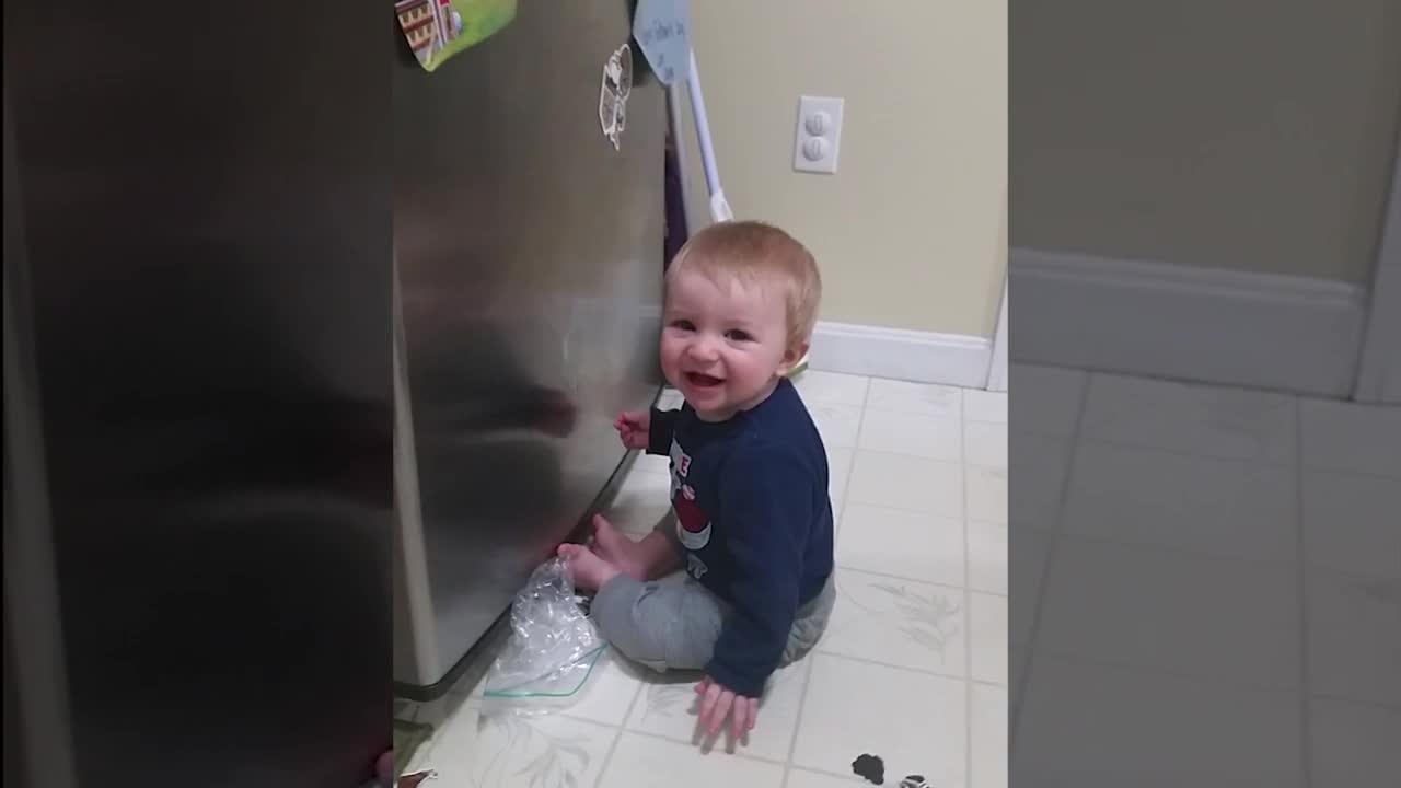 When Baby make some fun with opening Fridge