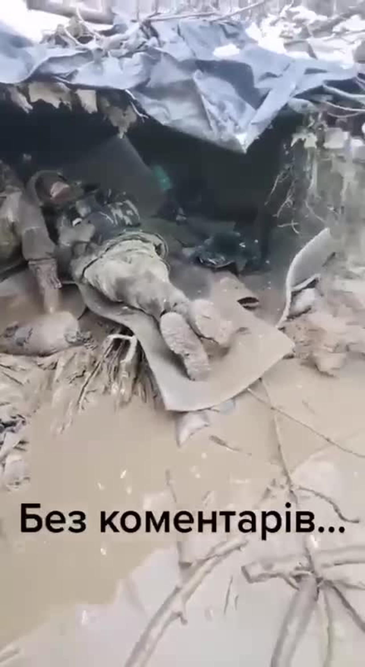 Bakhmut, Ukraine: Ukraine military trenches flooded and muddy