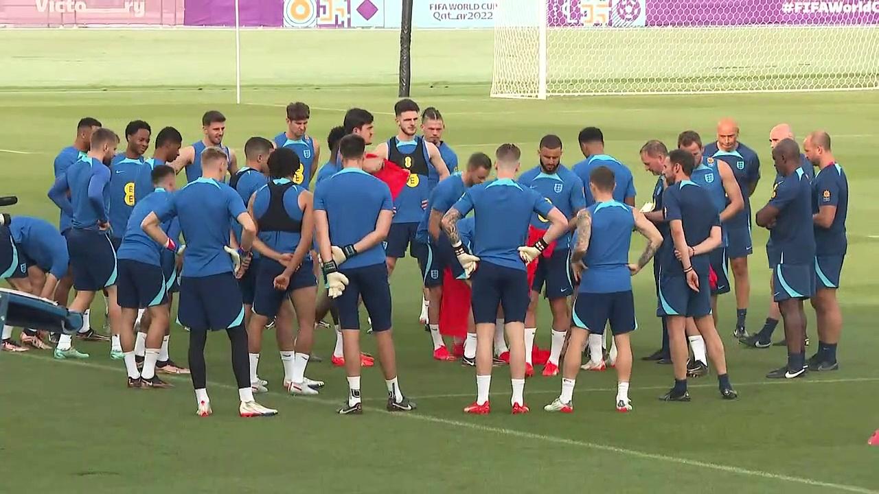 England football team train in Qatar