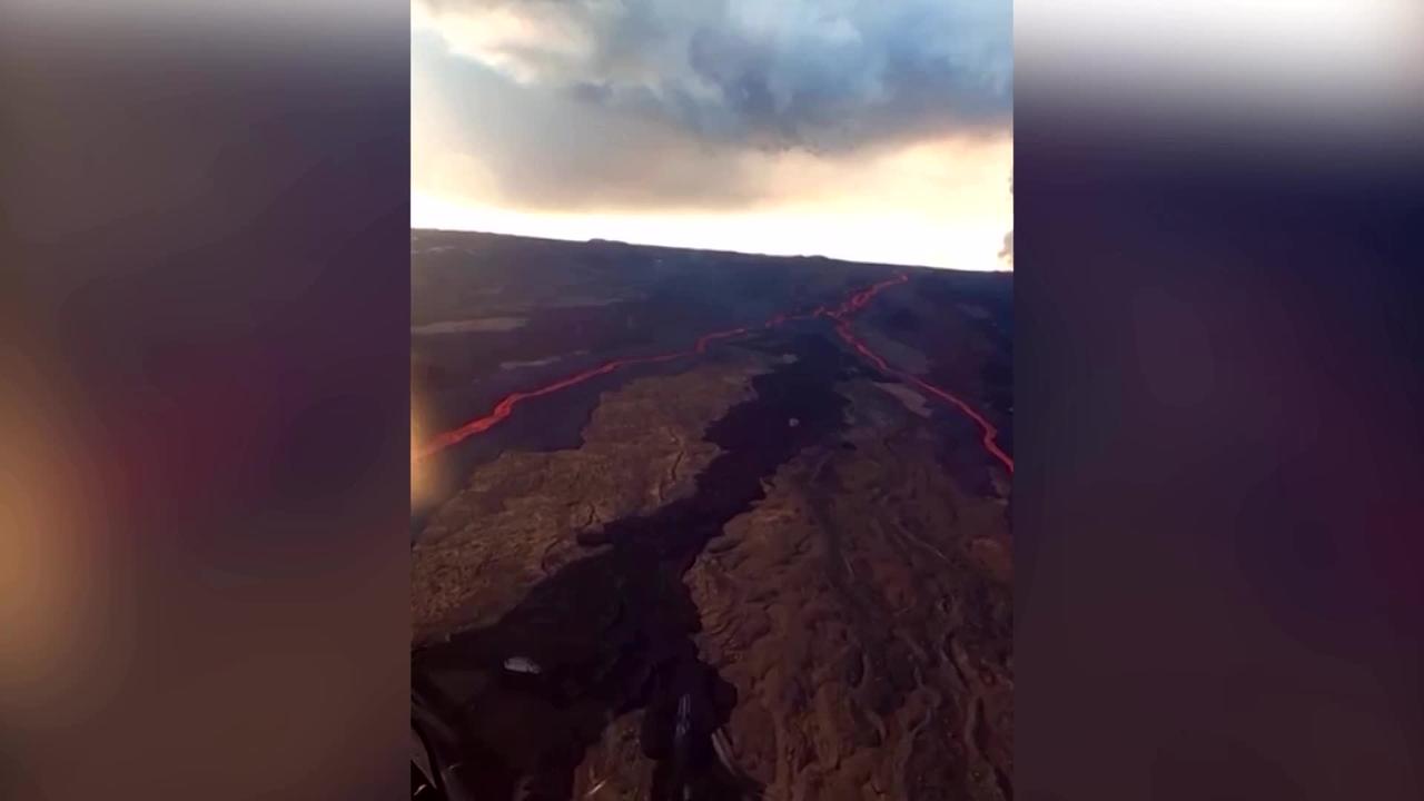 Aerials show lava streams from Hawaii's volcano