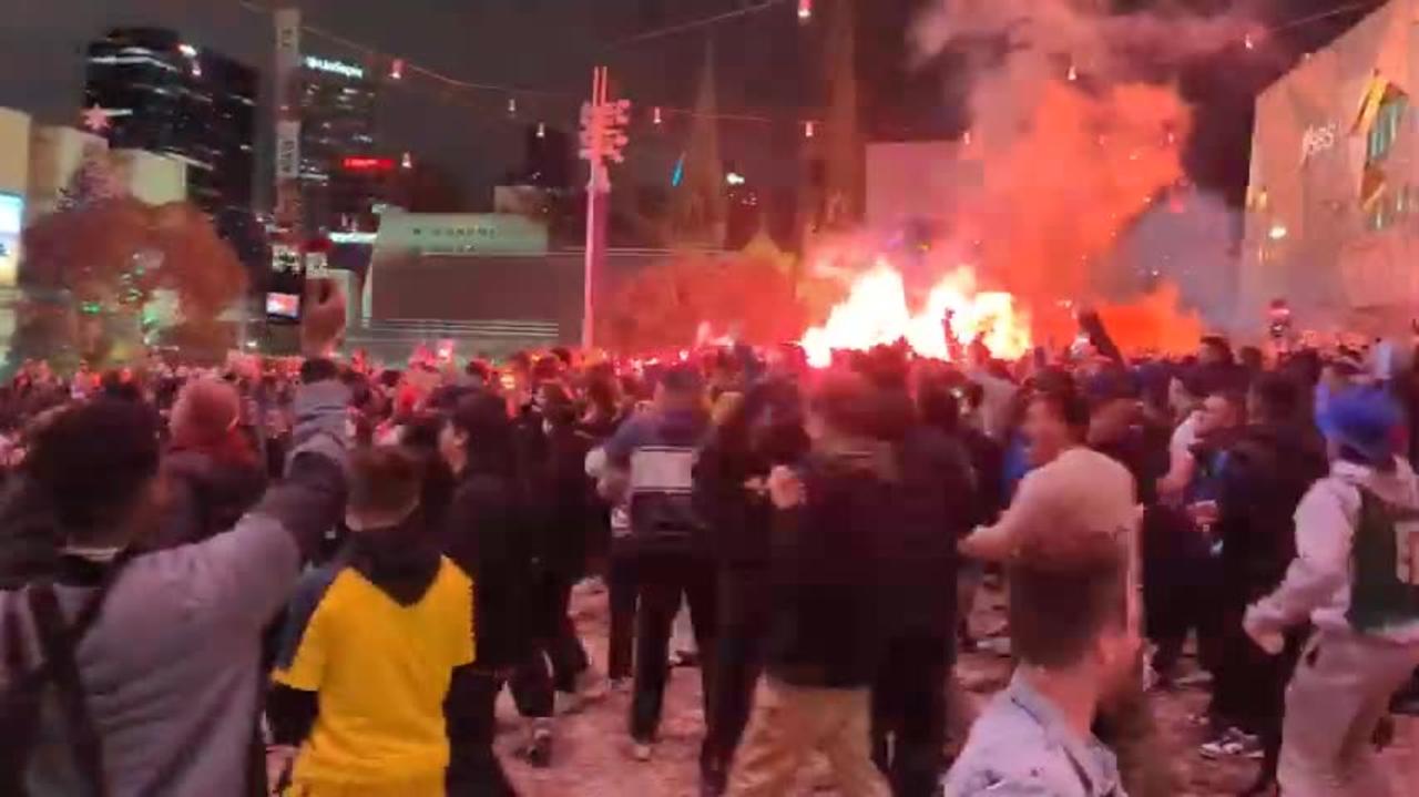 Australian Fans Erupt After Winning Coal Against Denmark