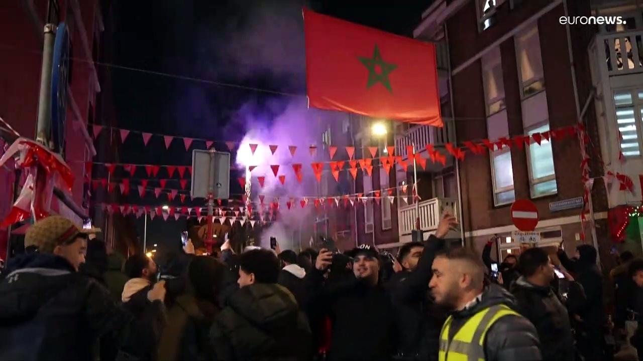 Fans clash with police in The Hague after Morocco World Cup victory
