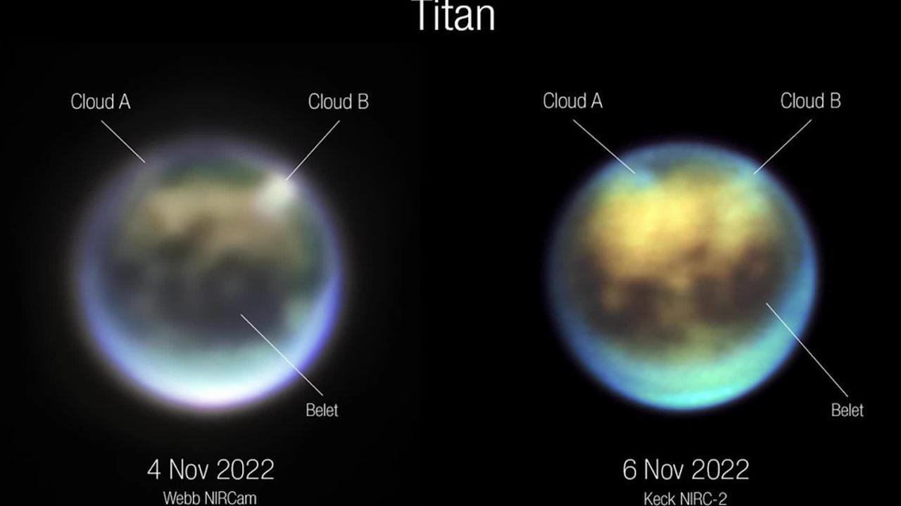 Webb telescope spots clouds beneath the thick haze of Saturn’s moon Titan