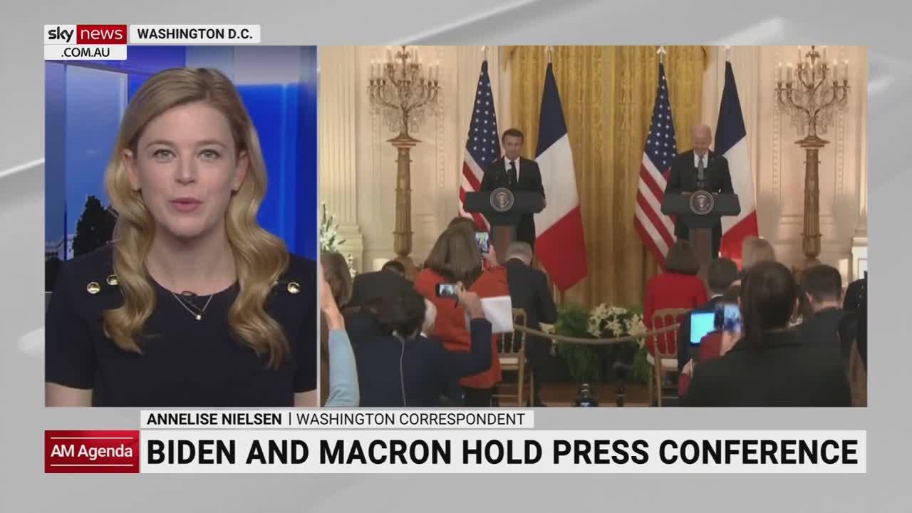 Biden and Macron present united front at joint media conference