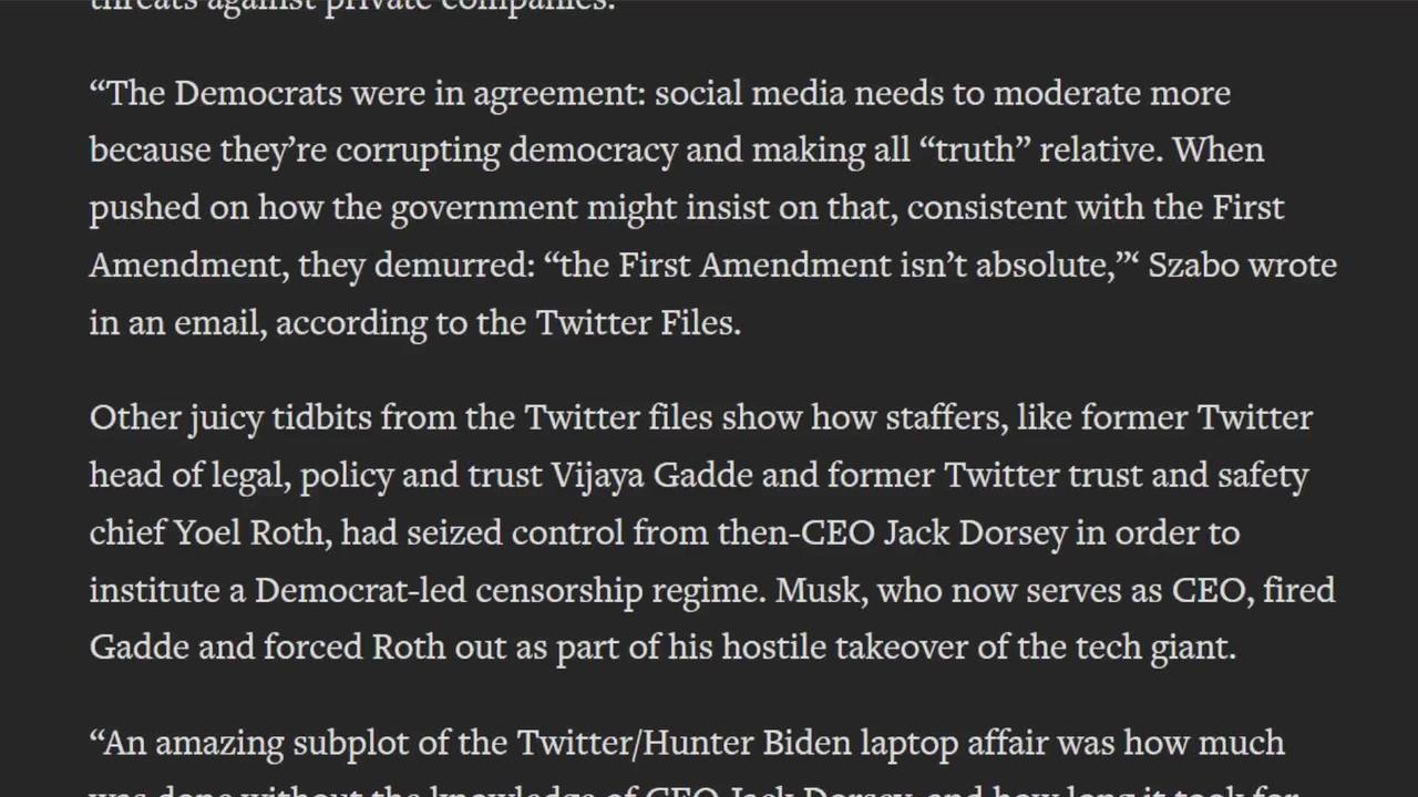 Elon Musk Releases the 'Twitter Files' Exposing Government-Corporate Conspiracy to Crush Free Speech