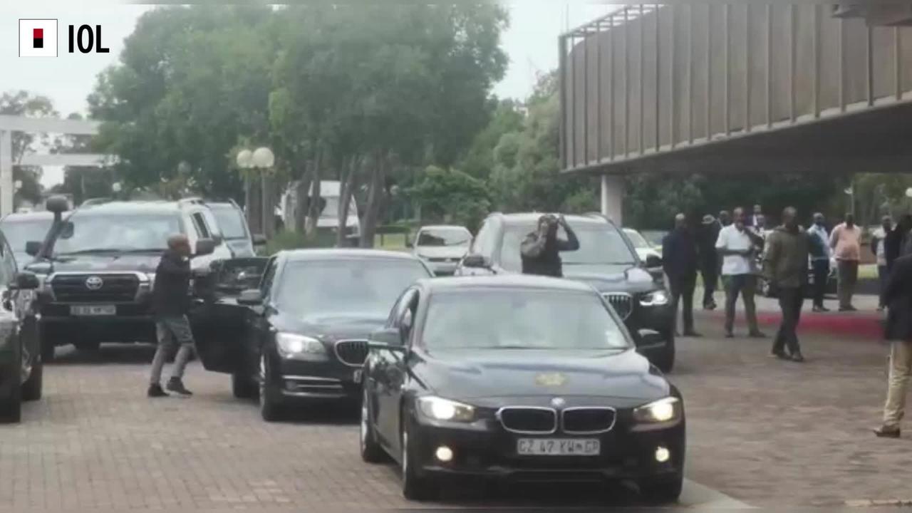 Ramaphosa arriving at the ANC NEC meeting.